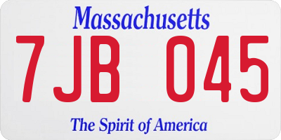 MA license plate 7JB045
