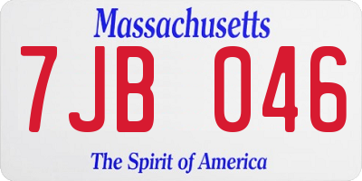 MA license plate 7JB046