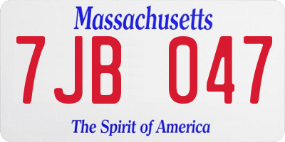 MA license plate 7JB047