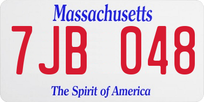 MA license plate 7JB048