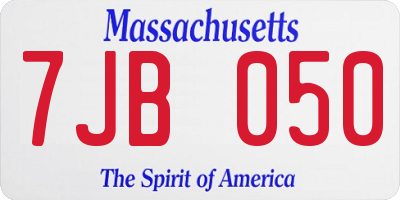 MA license plate 7JB050