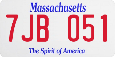 MA license plate 7JB051