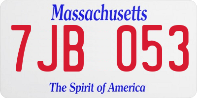 MA license plate 7JB053