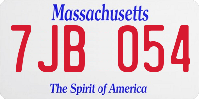 MA license plate 7JB054