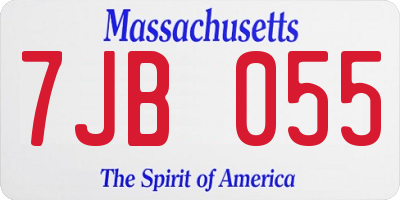 MA license plate 7JB055