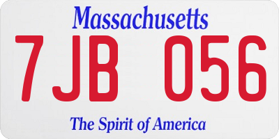 MA license plate 7JB056