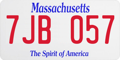 MA license plate 7JB057