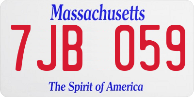 MA license plate 7JB059