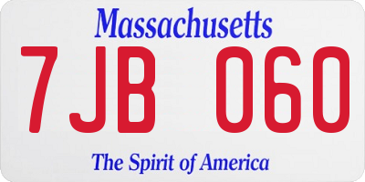 MA license plate 7JB060