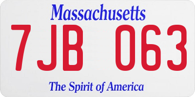 MA license plate 7JB063