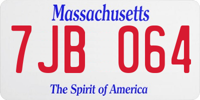 MA license plate 7JB064