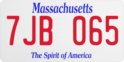 MA license plate 7JB065