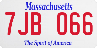 MA license plate 7JB066