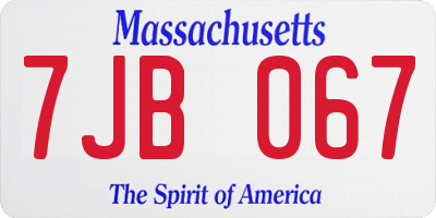 MA license plate 7JB067
