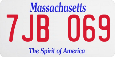 MA license plate 7JB069