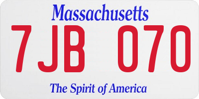 MA license plate 7JB070