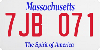 MA license plate 7JB071