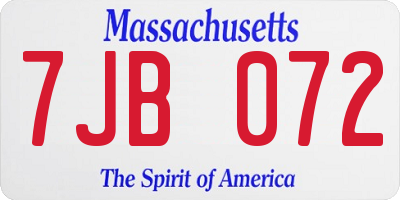 MA license plate 7JB072