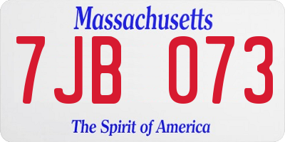 MA license plate 7JB073