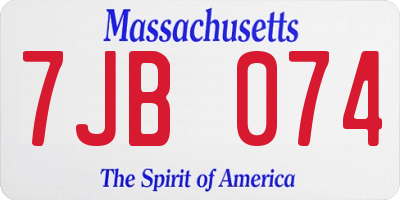 MA license plate 7JB074