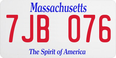 MA license plate 7JB076