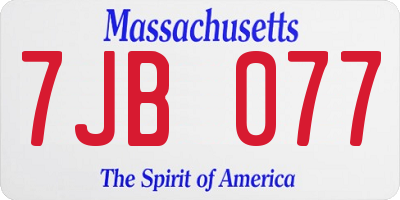 MA license plate 7JB077