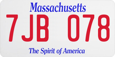 MA license plate 7JB078