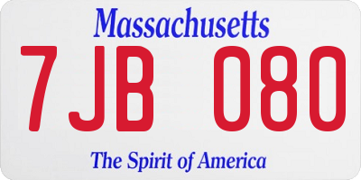 MA license plate 7JB080