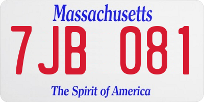 MA license plate 7JB081