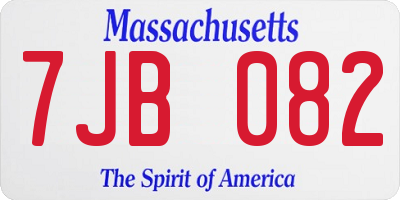 MA license plate 7JB082