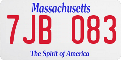 MA license plate 7JB083
