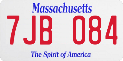 MA license plate 7JB084