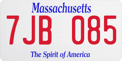 MA license plate 7JB085