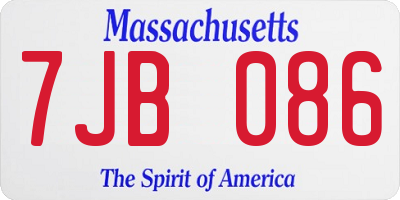 MA license plate 7JB086
