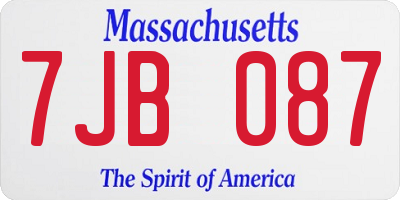 MA license plate 7JB087