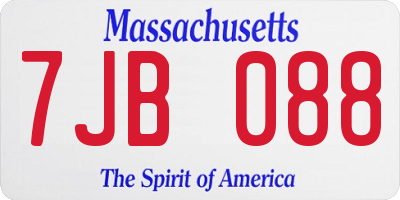 MA license plate 7JB088