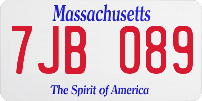 MA license plate 7JB089
