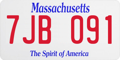 MA license plate 7JB091