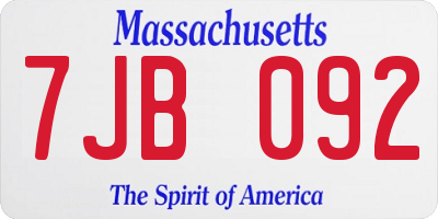 MA license plate 7JB092
