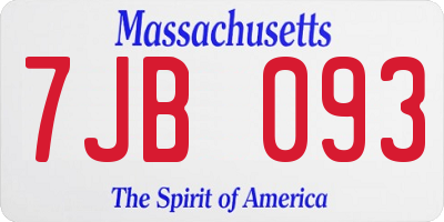 MA license plate 7JB093