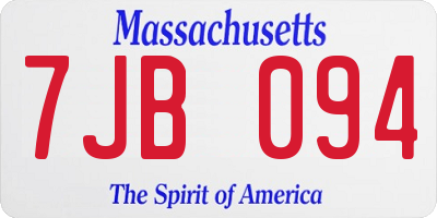 MA license plate 7JB094