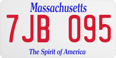MA license plate 7JB095