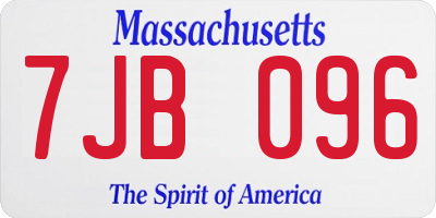 MA license plate 7JB096