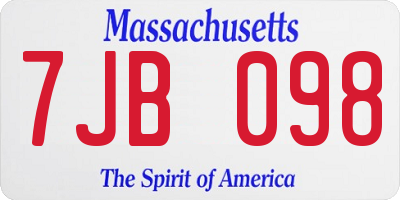 MA license plate 7JB098
