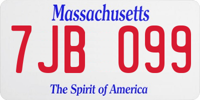MA license plate 7JB099