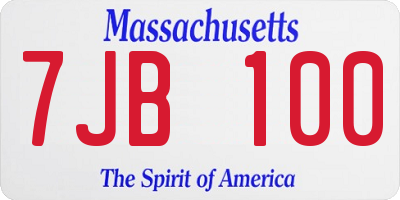 MA license plate 7JB100