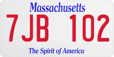MA license plate 7JB102