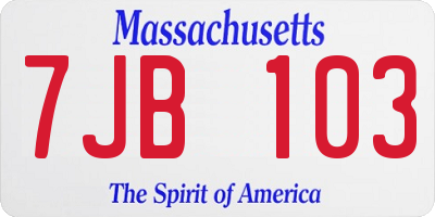 MA license plate 7JB103