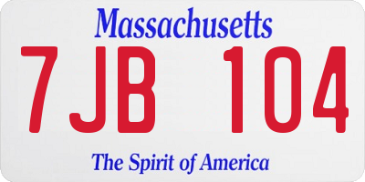 MA license plate 7JB104