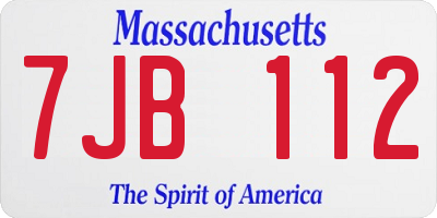 MA license plate 7JB112
